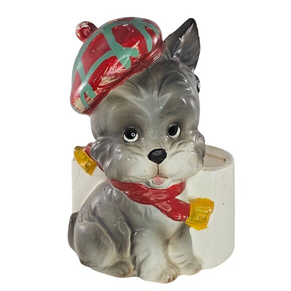 Lefton Scottie Scottish Terrier Dog Planter Japan H7714 Vintage - Picture 1 of 10